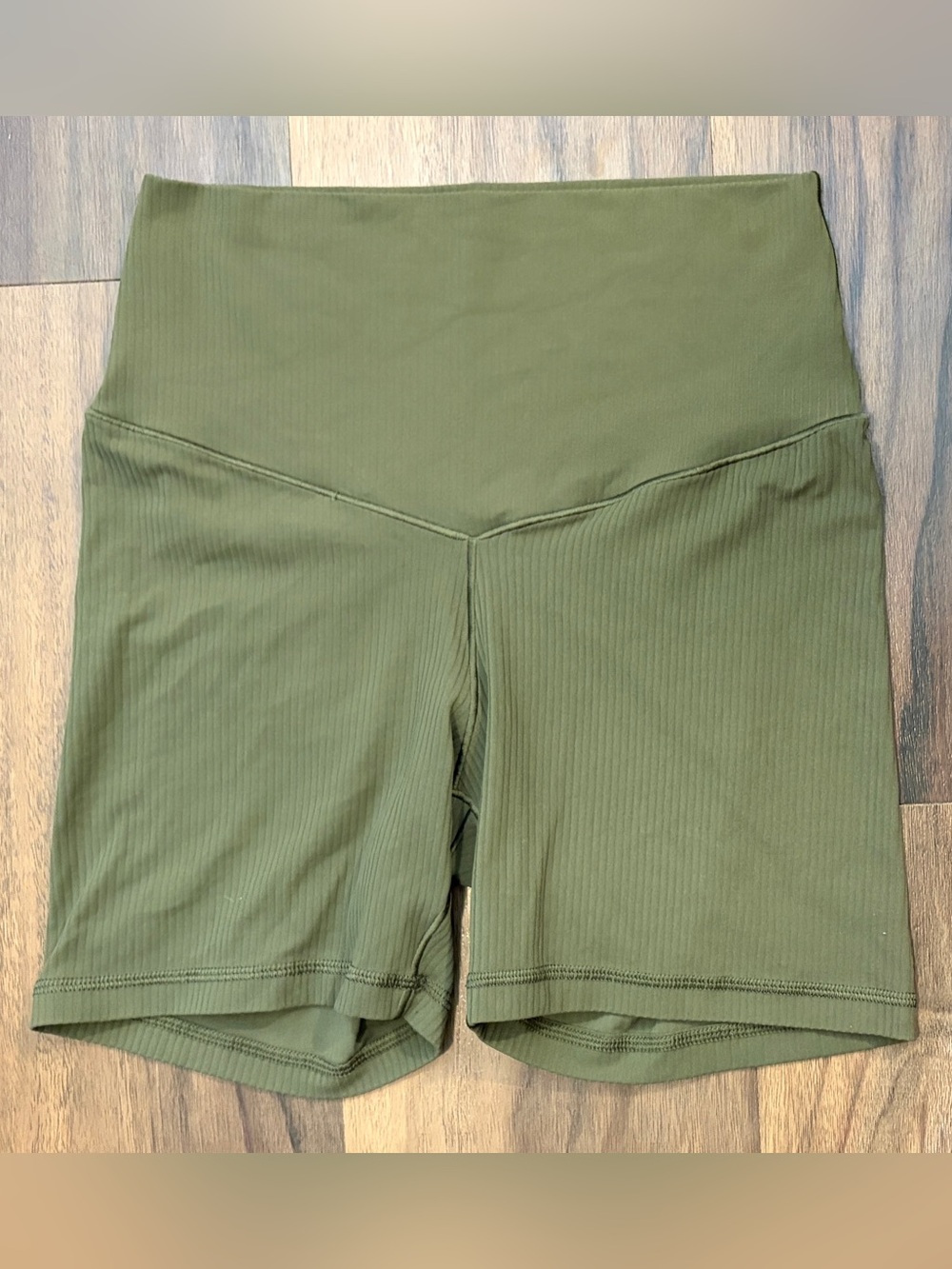 Army Green Aerie Ribbed Biker Shorts